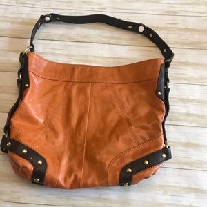 Tasche Orange leather brown trim bag, pre-owned, boho, western